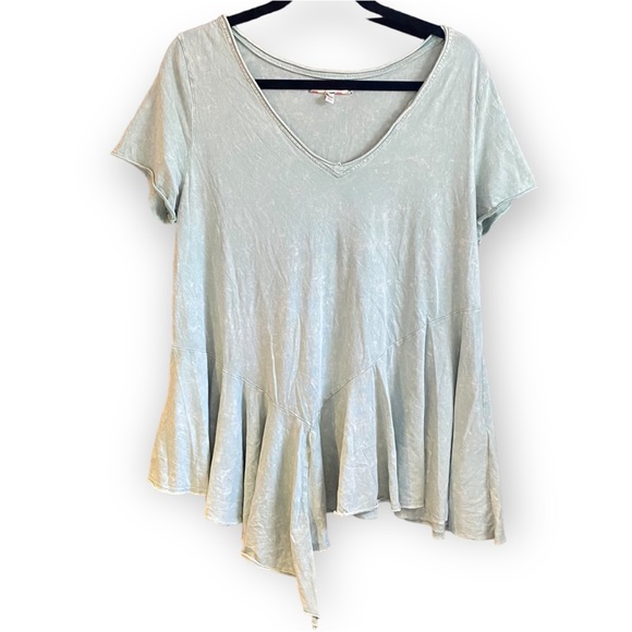 2for$30 ANTHROPOLOGIE Turquoise Tie Dye Distressed Peplum T-Shirt Size Medium - Picture 4 of 10